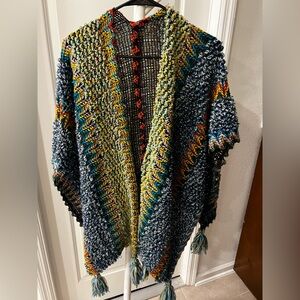 Colorful Open Knit Cardigan Sweater with Tassels OS